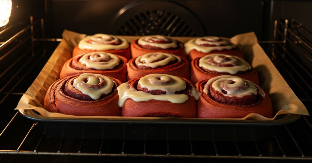 Baking of Red Velvet Cinnamon Rolls