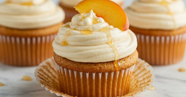 Honey Peach Cream Cheese Cupcake serving
