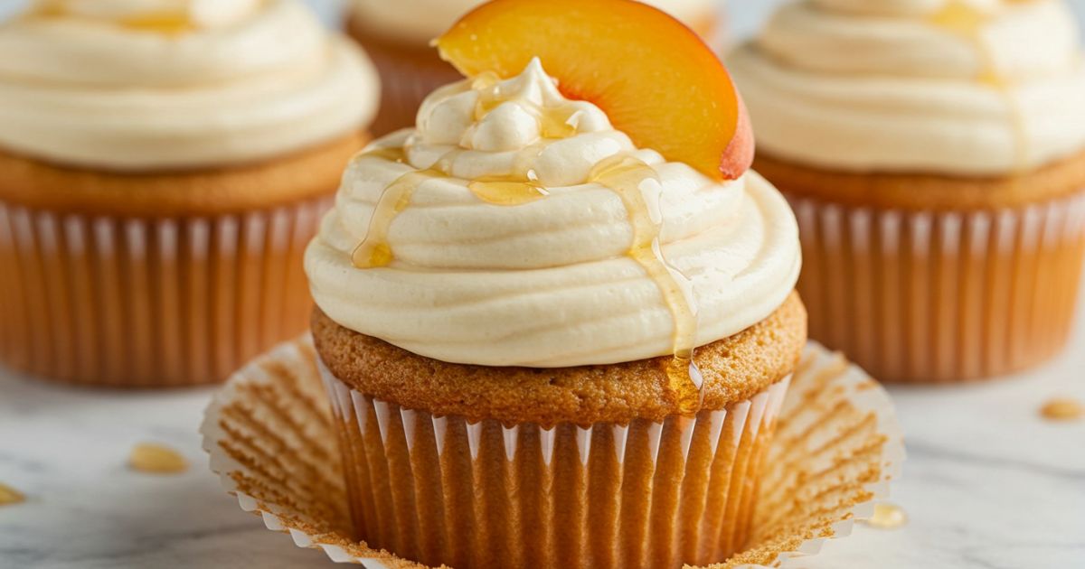 Honey Peach Cream Cheese Cupcake serving