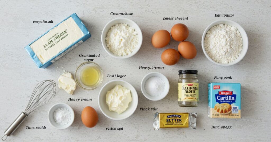ingrediants of loaf pan basque cheesecake