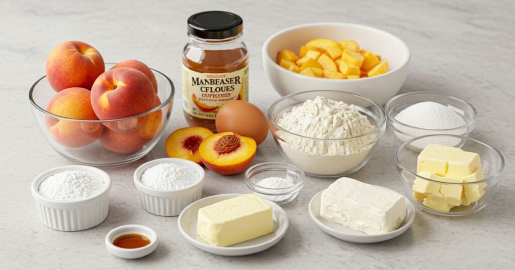 ingredients for honey peach cupcake