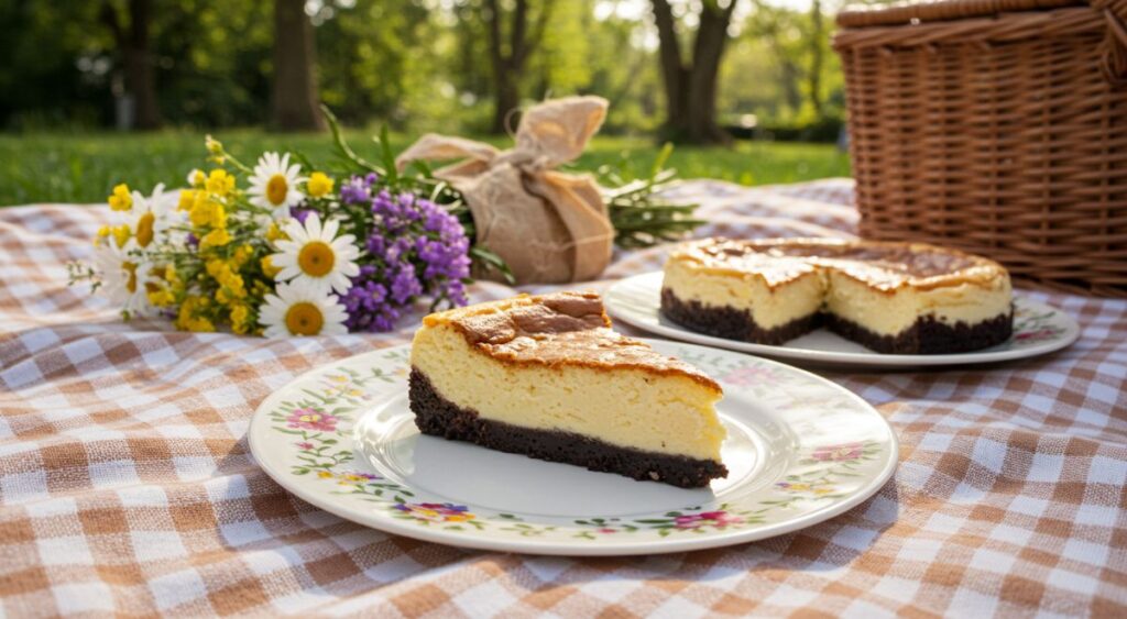 outdoor party with Brownie Bottom Cheesecake