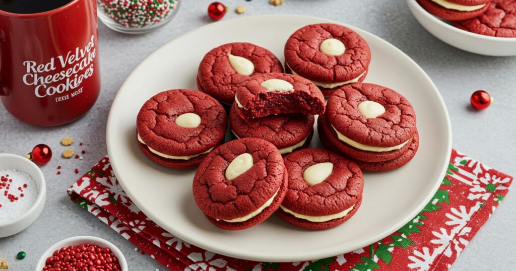 presenting red velvet cheesecake cookie