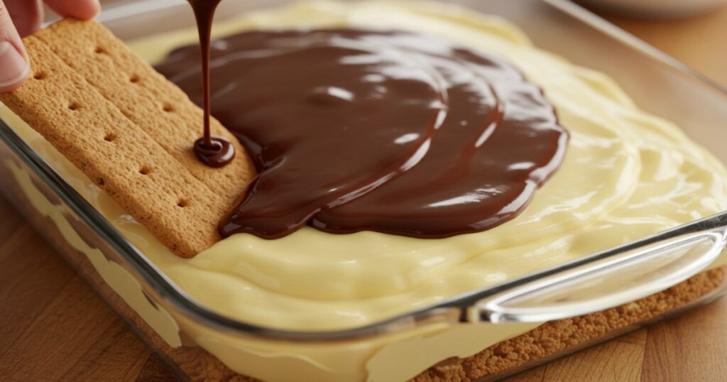 processing of No-Bake chocolate eclair cake