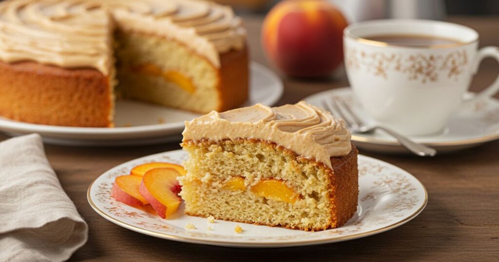 serving of Peach Cake with Brown Sugar