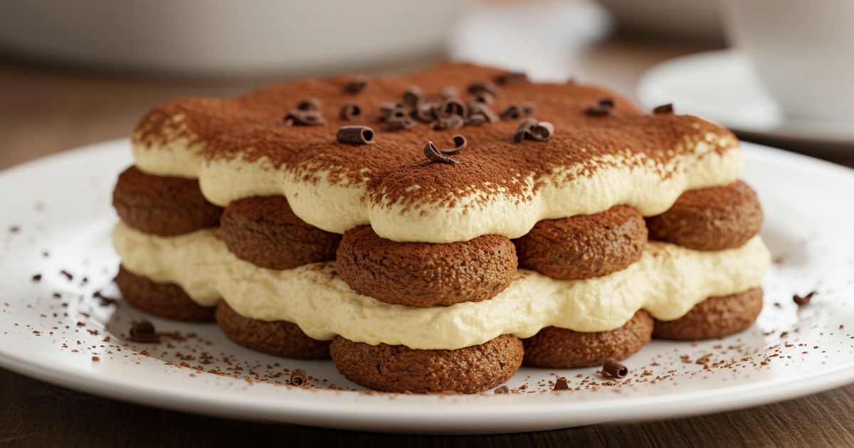 yummy Artistic Cocoa Dusting Over Tiramisu