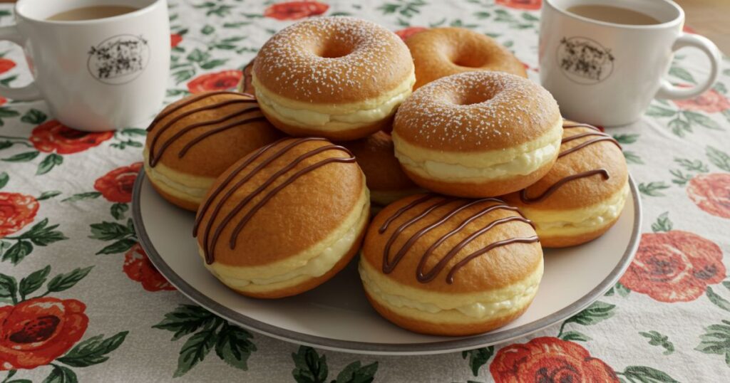 Deliciously Arranged Korean Milk Cream Donuts on a Plate