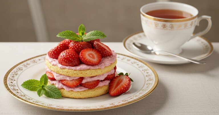 Fresh Strawberry Shortcake on a Plate