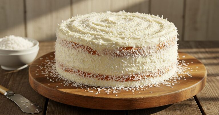 Frosting Coconut Cake with Creamy Frosting
