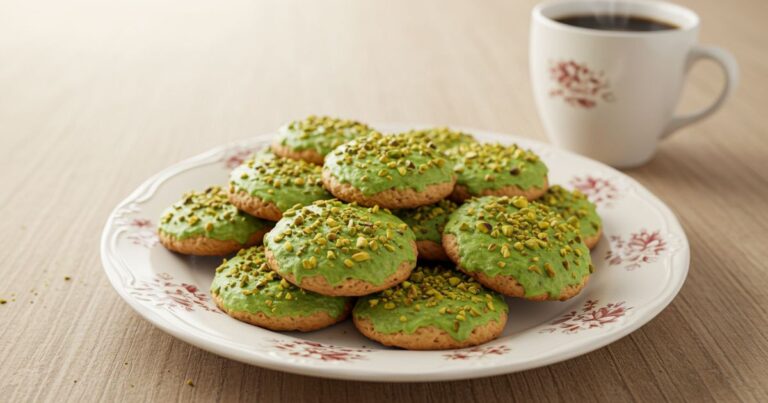 Glazing Pistachio Ricotta Cookies with Pistachios