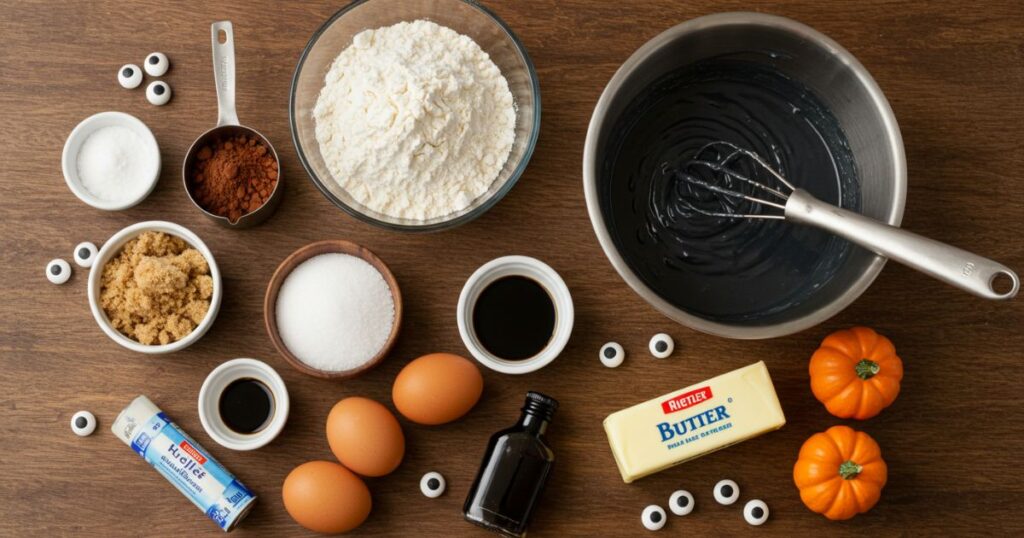 Ingredients for Black Velvet Halloween Cake