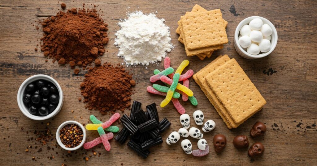 Ingredients for Halloween Graveyard Cake