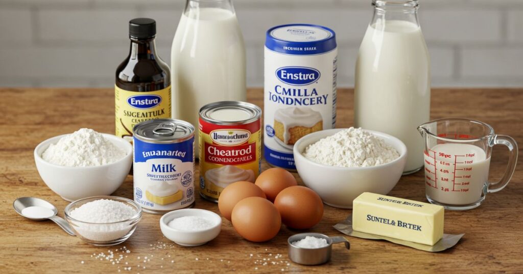 Ingredients for Tres Leches Cake
