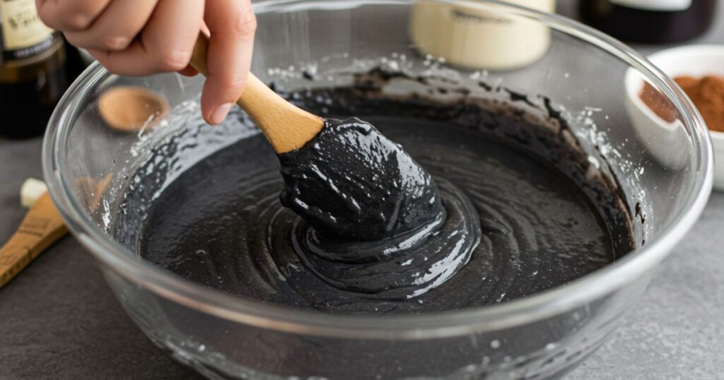 Mixing Black Velvet Cake Batter