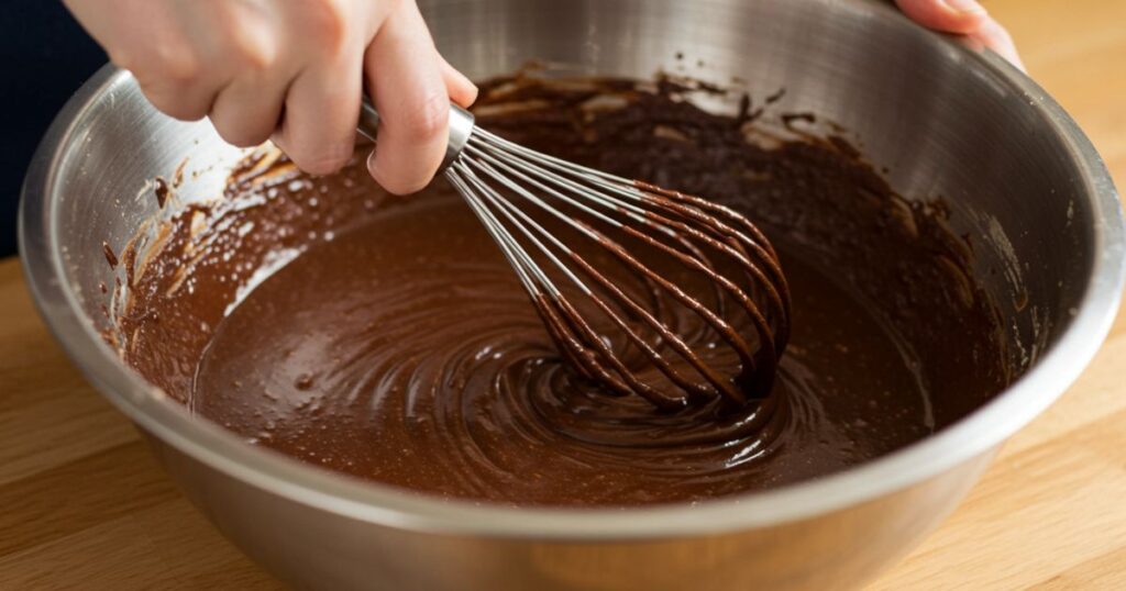 Mixing Chocolate Zucchini Bread Batter