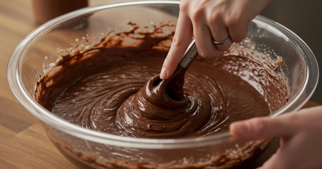 Mixing Halloween Graveyard Cake Batter