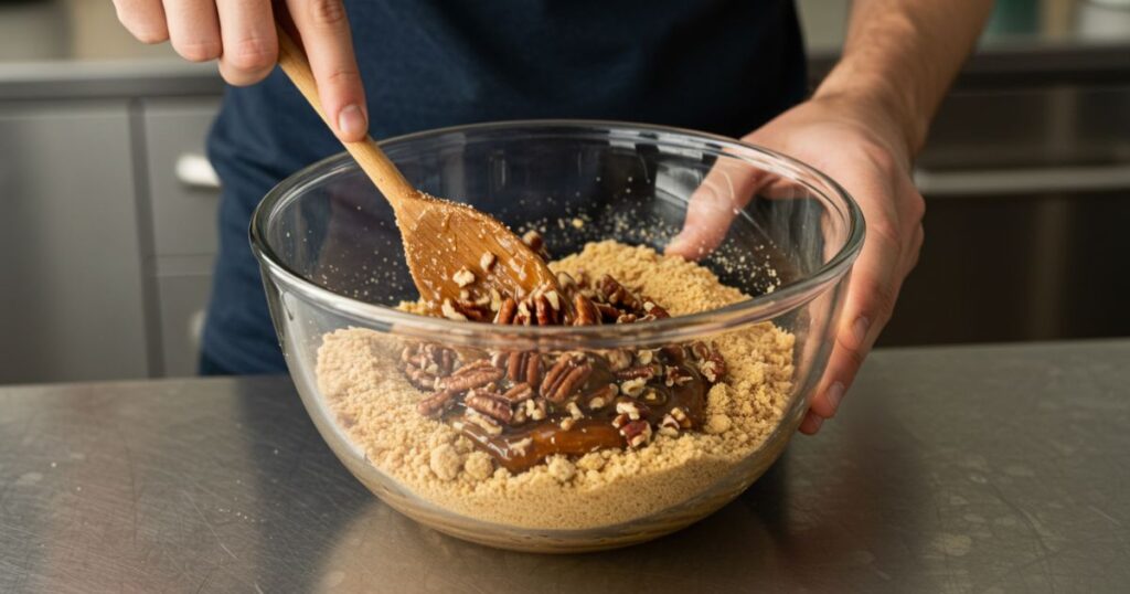Mixing Pecan Pie Ball Filling