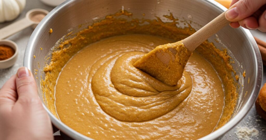 Mixing Pumpkin Donut Batter
