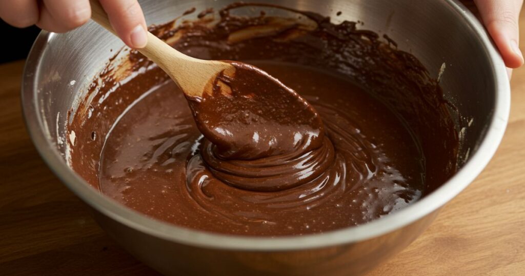 Mixing Texas Sheet Cake Batter