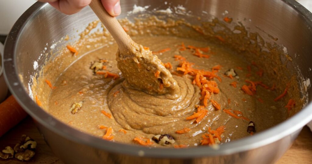 Mixing the Carrot Cake Batter