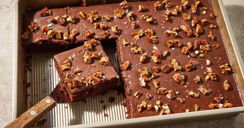 Serving Texas Sheet Cake
