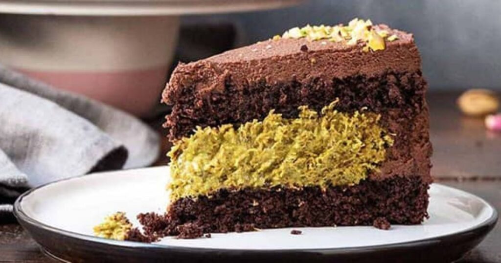 Slice of Viral Dubai Chocolate Cake
