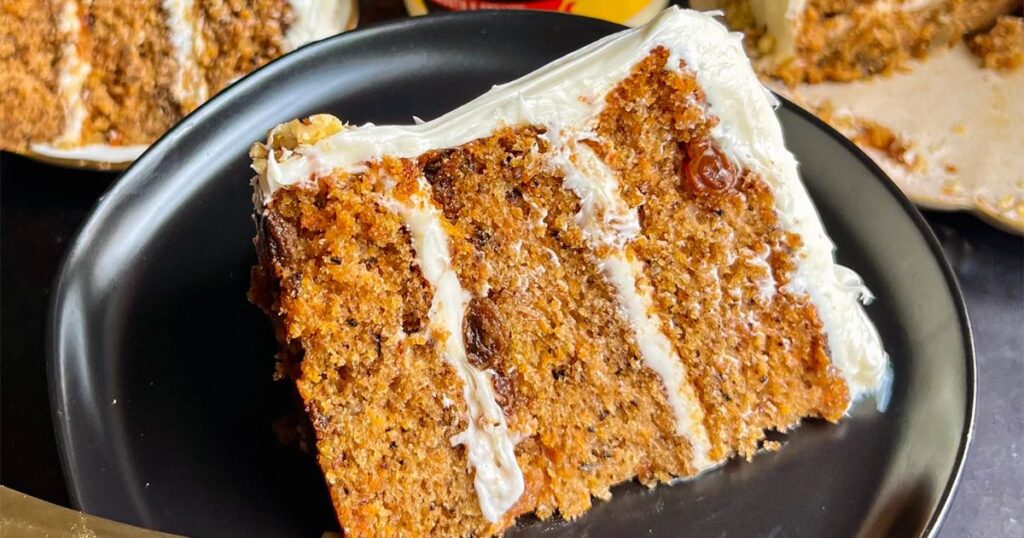 Sliced Layer Carrot Cake on Plate