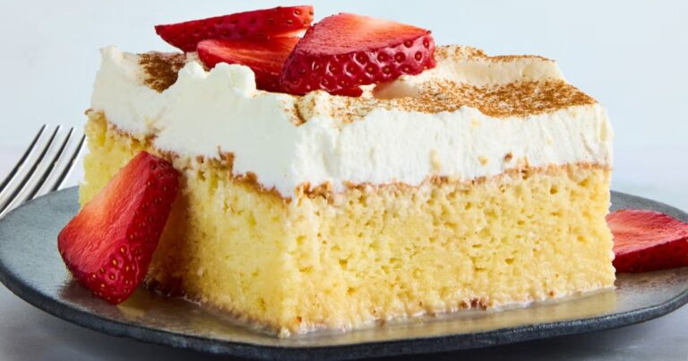 finished and Plated Tres Leches Cake