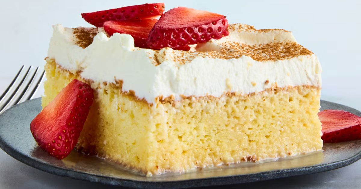finished and Plated Tres Leches Cake