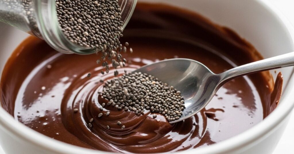 Adding Chia Seeds to the Chocolate Mixture