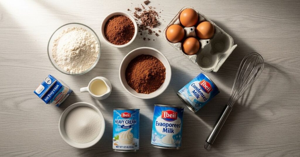 Chocolate Tres Leches Cake Ingredients
