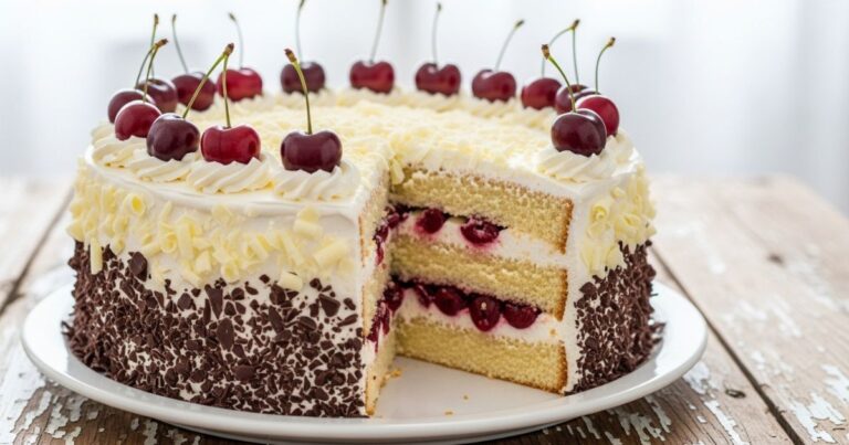 Decorating White Forest Cake with Cherries