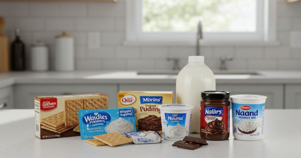 Eclair Cake Ingredients Flat Lay