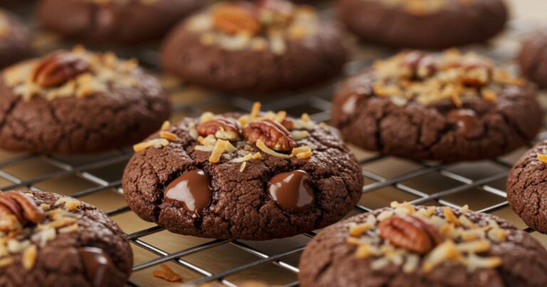 German Chocolate Cookies on Rack