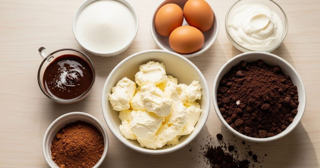 Ingredients for Mini Chocolate Cheesecake Bites