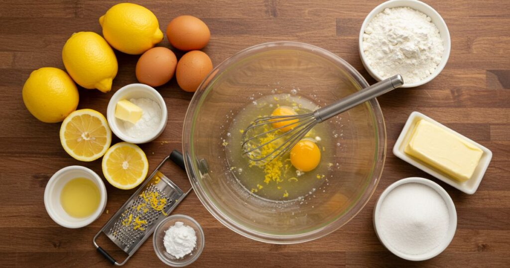 Mixing ingredients for Lemon Crumb Bars