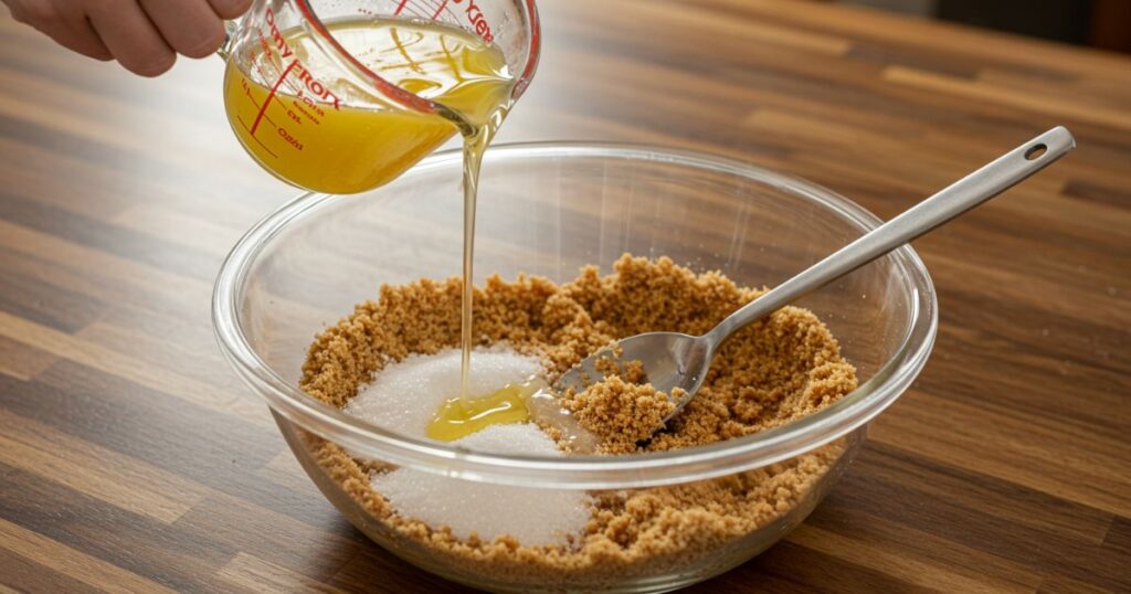 Mixing Graham Cracker Crust for Cheesecake