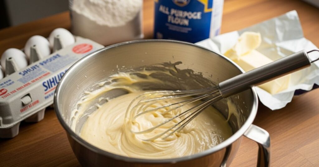 Mixing White Forest Cake Batter