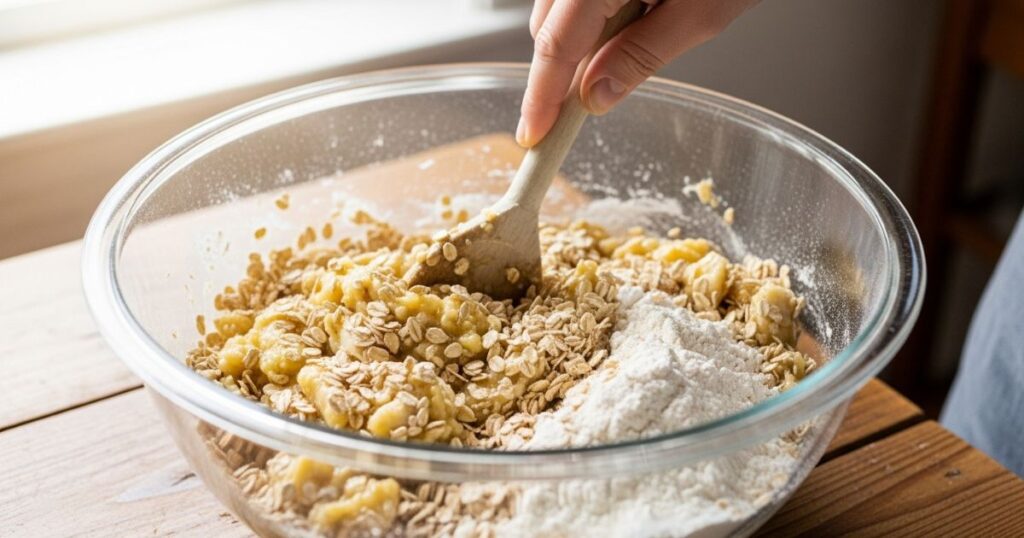 Mixing the Banana Oatmeal Batter