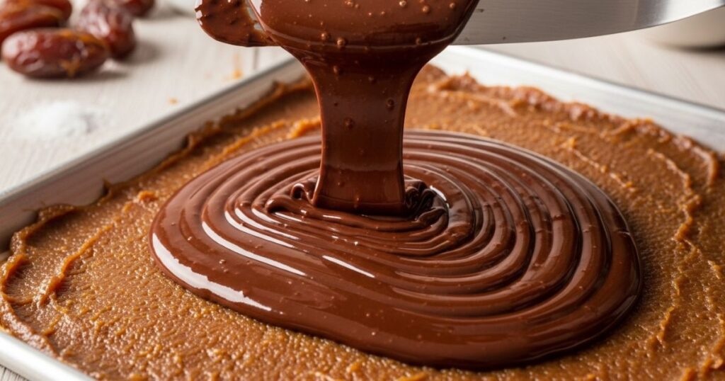 Pouring Melted Chocolate Over Dates