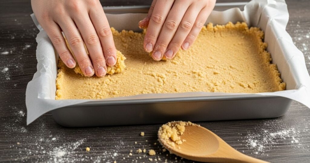 Pressing the Shortbread Crust