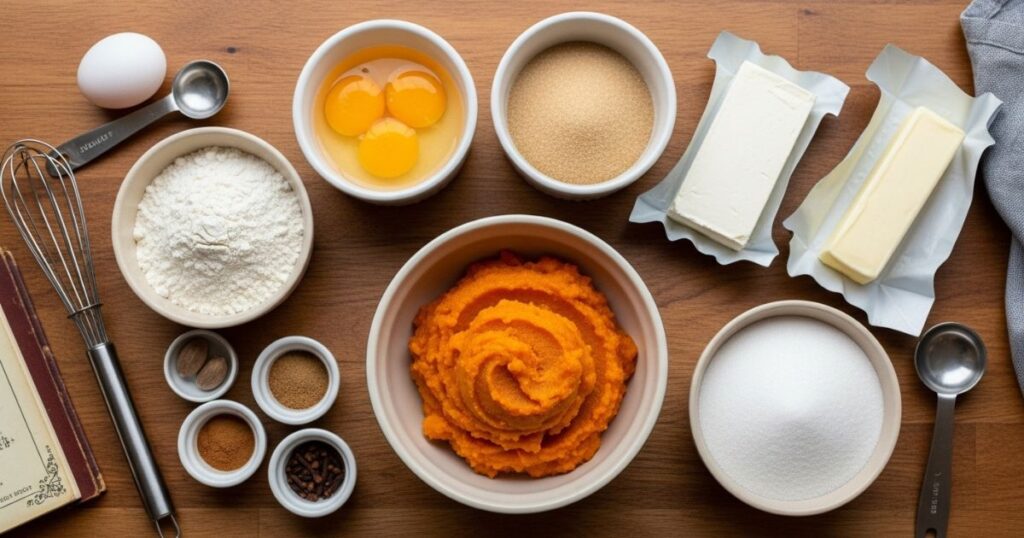 Pumpkin Roll Ingredients on Counter
