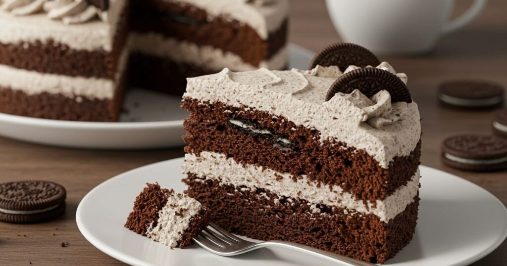 Slice of Chocolate Oreo Cake