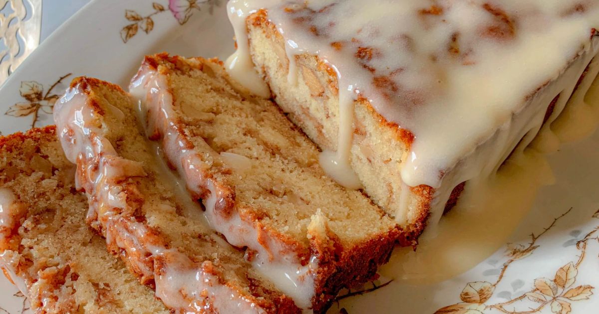 Sliced Amish Apple Fritters Bread with Glaze