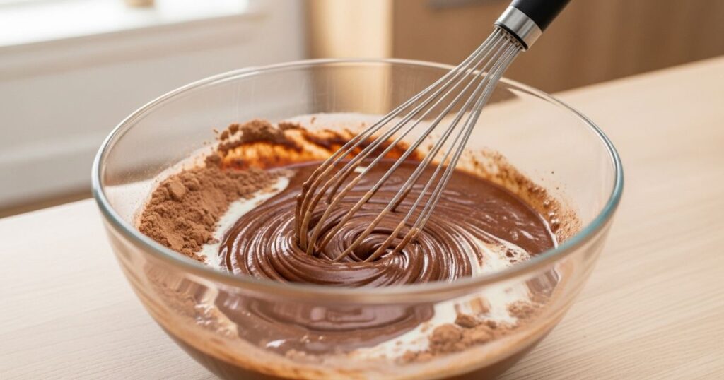 Whisking the Chocolate Base Mixture