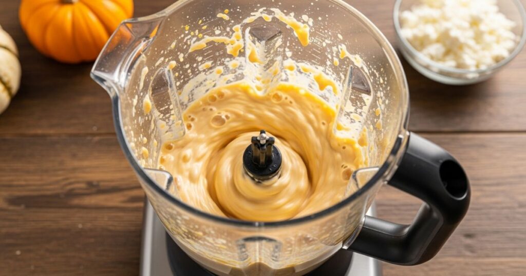 Blending pumpkin and cottage cheese