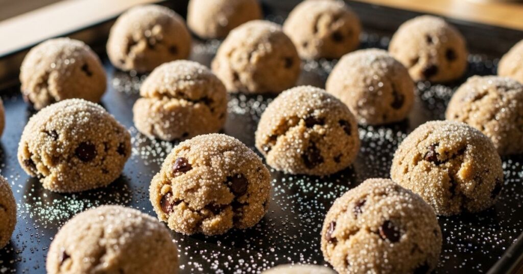 Cookie dough balls rolled in sugar
