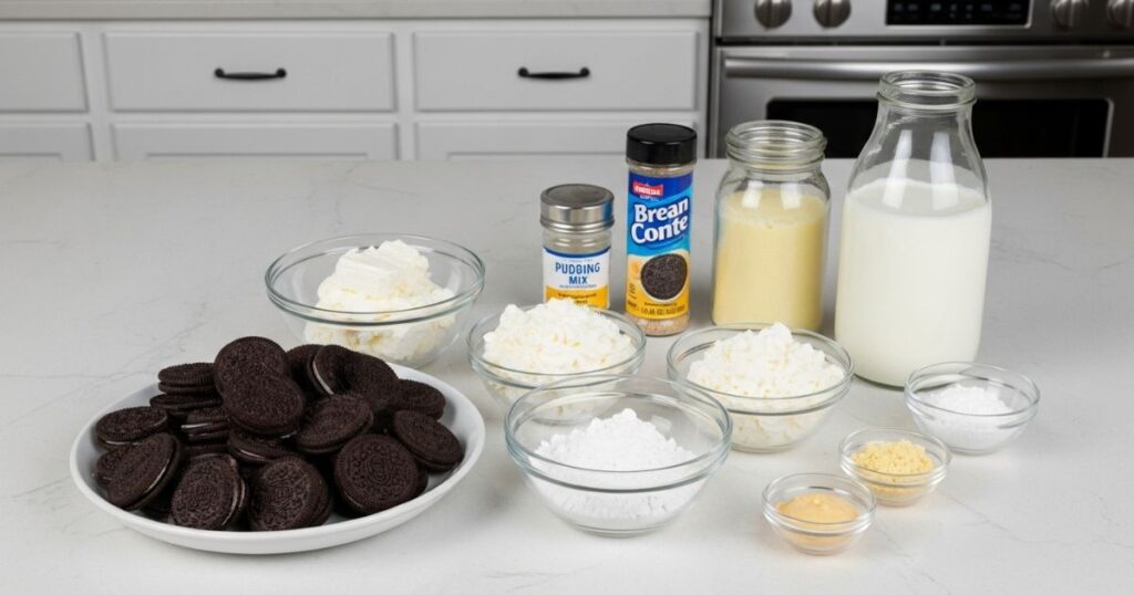 Ingredients for Oreo dirt cake