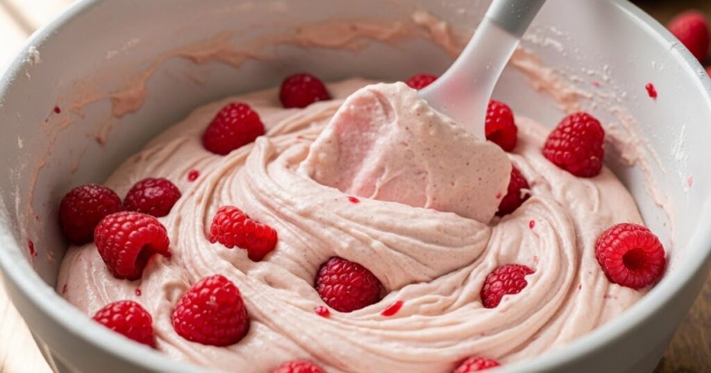 Raspberry angel food cake batter
