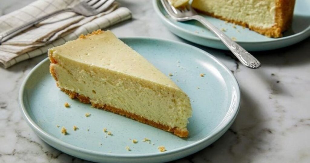 Slice of vanilla bean brown butter cheesecake